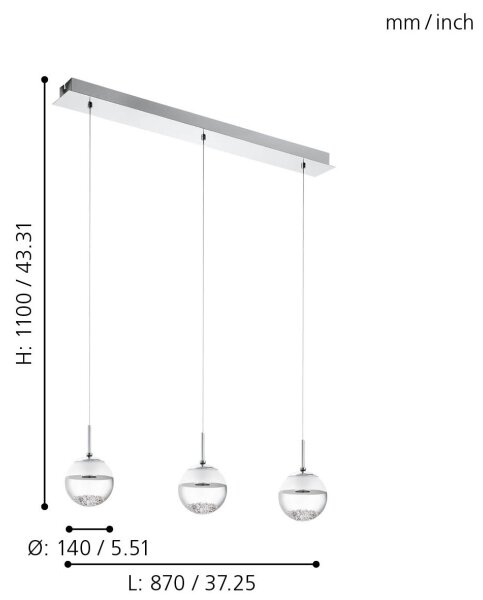 Eglo 93784 - LED Висящи лампи MONTEFIO 1 3xLED/5W/230V