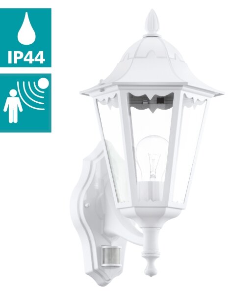 Eglo 93447 - Екстериорна Стенна лампа на сензор NAVEDO 1xE27/60W/230V IP44