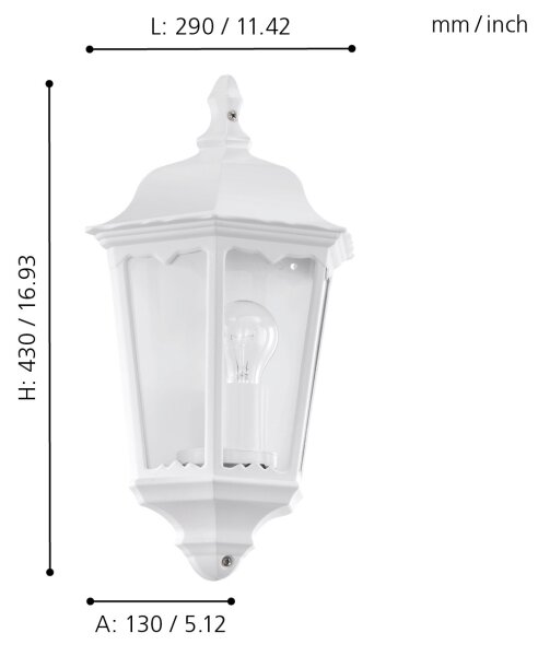 Eglo 93448 - Екстериорна Стенна лампа NAVEDO 1xE27/60W/230V IP44