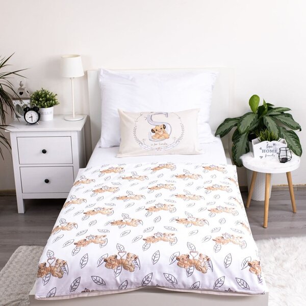 Светложълто памучно детско спално бельо 100x135 cm Lion King "Best Friends" – Jerry Fabrics