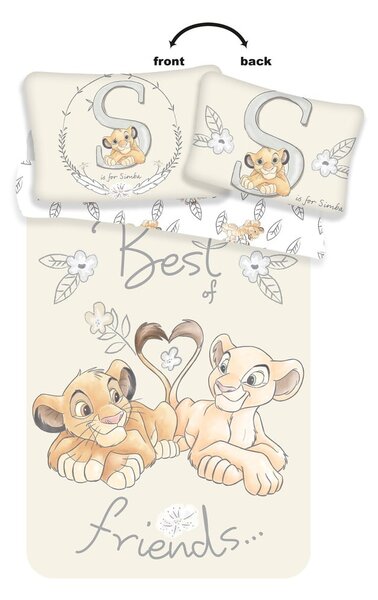 Светложълто памучно детско спално бельо 100x135 cm Lion King "Best Friends" – Jerry Fabrics