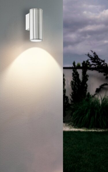 Eglo 33581 - LED RGBW димируемо външно стеново осветително тяло RIGA 1xGU10/5W/230V IP44 матов хром