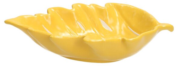 Жълта купа TOGNANA RELIEF Foglie, 16x10x3.5 см