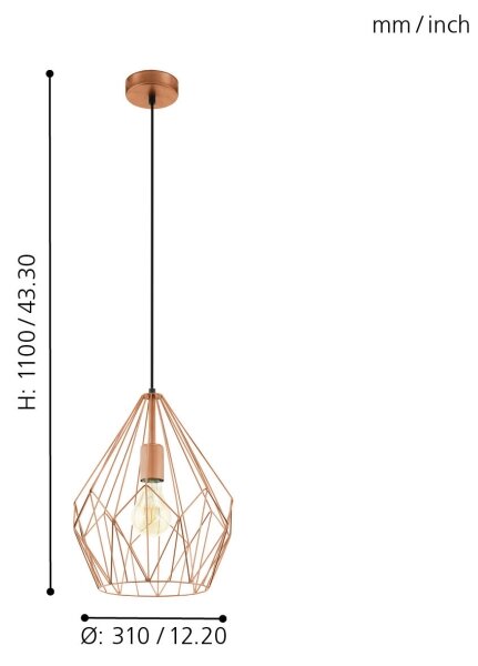 Eglo 49258 - Полилей CARLTON 1xE27/60W/230V