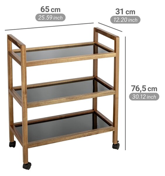 Рафт за баня от масивна акация в черен и естествен цвят 65x76,5 cm Fondi – Wenko
