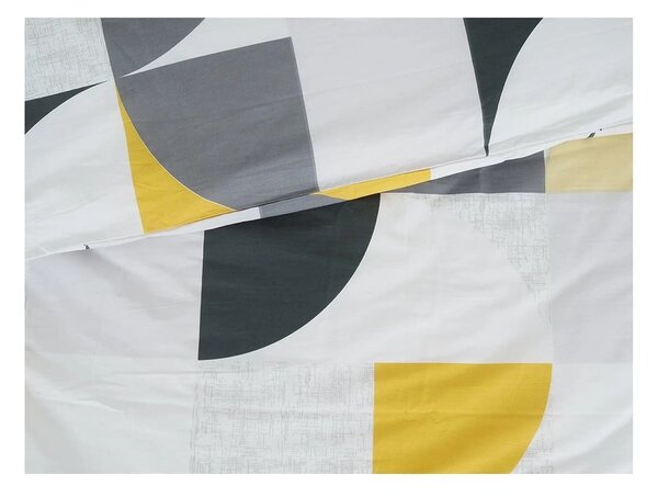 Жълто-сиво единично крепирано спално бельо 140x200 cm Geometries – B.E.S