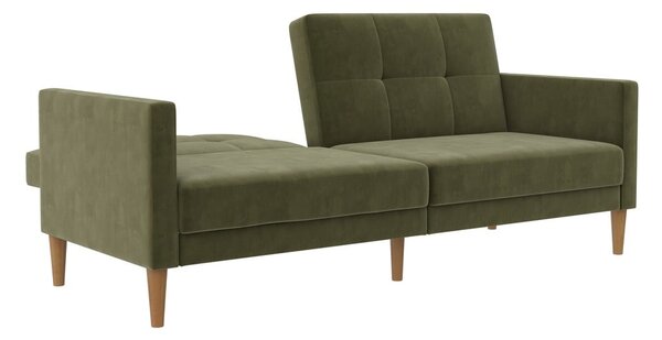 Зелен кадифен разтегателен диван 207 cm Lilly – Støraa