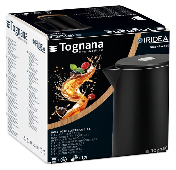 Електрическа кана TOGNANA PICC.ELETT IRIDEA Black & Wood, 1.7 л, 2200 W