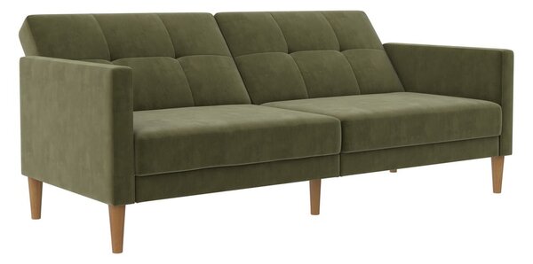 Зелен кадифен разтегателен диван 207 cm Lilly – Støraa