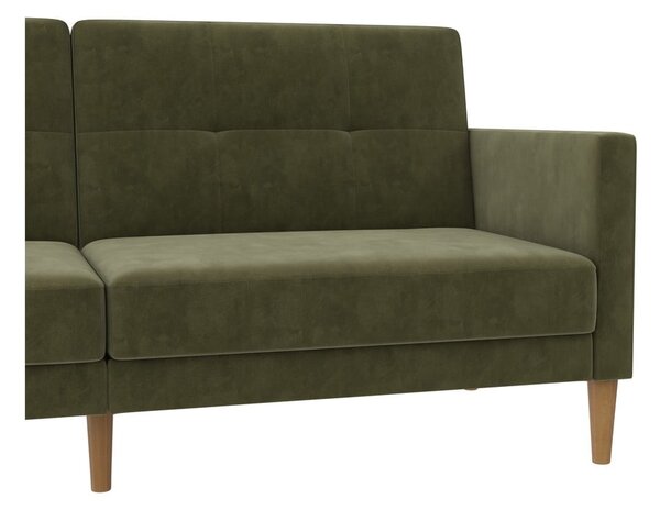 Зелен кадифен разтегателен диван 207 cm Lilly – Støraa