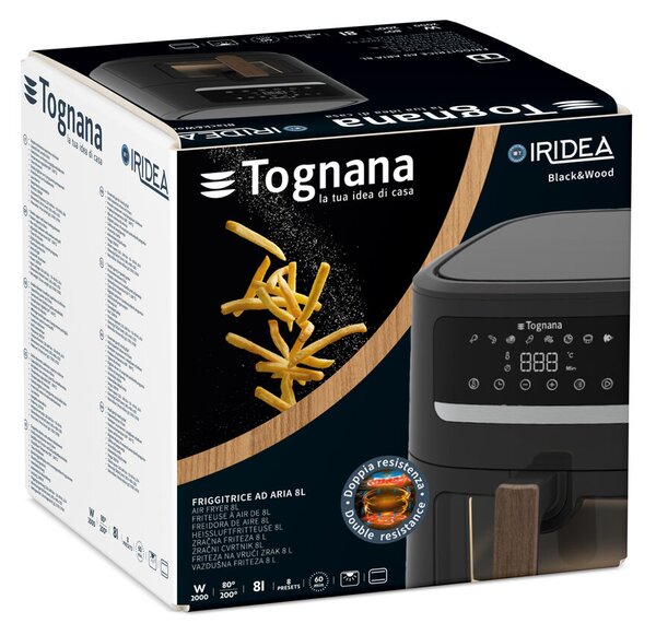 Еър фрайър TOGNANA PICC.ELETT IRIDEA Black & Wood, 8 л