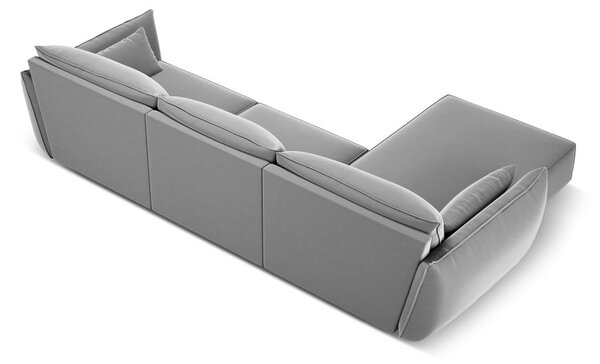 Светлосив кадифен ъглов диван (ляв ъгъл) Vanda – Mazzini Sofas