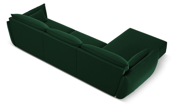 Тъмнозелен кадифен ъглов диван (ляв ъгъл) Vanda – Mazzini Sofas