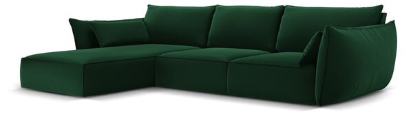 Тъмнозелен кадифен ъглов диван (ляв ъгъл) Vanda – Mazzini Sofas
