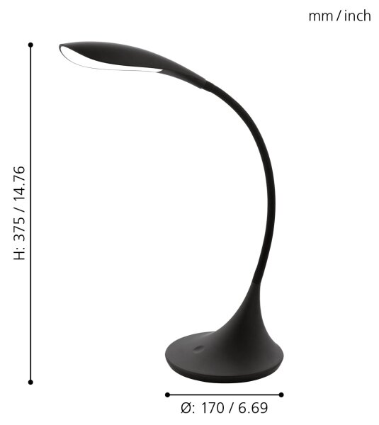 Eglo 94673 - димируема настолна LED лампа DAMBERA LED/4,5W/230V черна