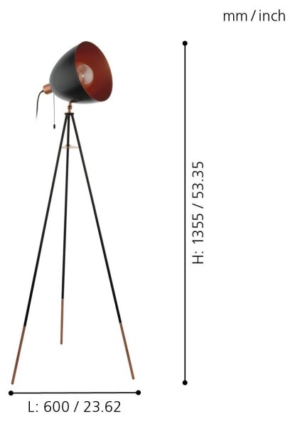 Eglo 49386 - Стояща лампа CHESTER 1xE27/60W/230V