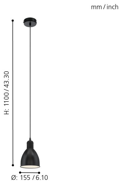 Eglo 49464 - Полилей PRIDDY 1xE27/60W/230V