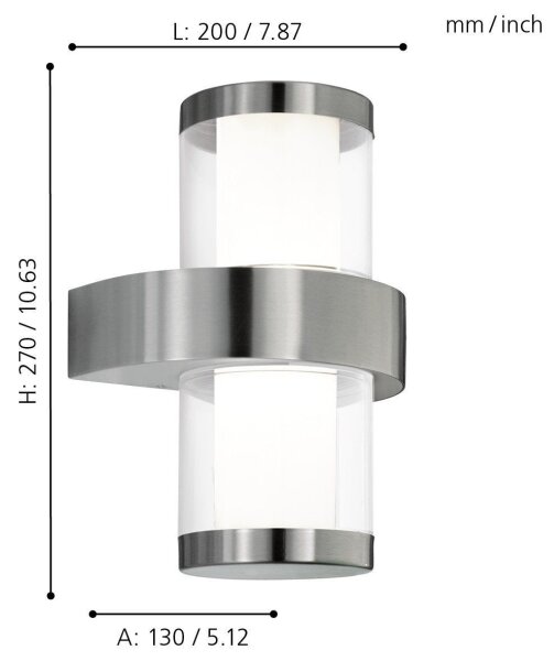 Eglo 94799 - Външно стенно осветително тяло BEVERLY 1 2xLED/3,7W/230V IP44