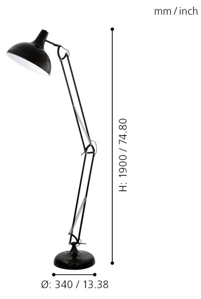 Eglo 94698 - Стояща лампа BORGILLIO 1xE27/60W/230V