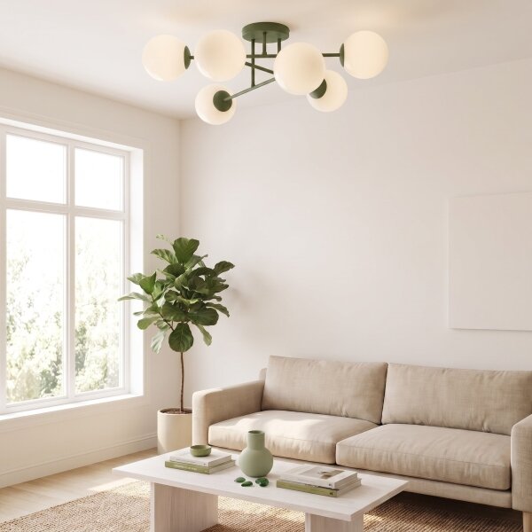Плафонен полилей ROMA 6xE14/10W/230V зелен