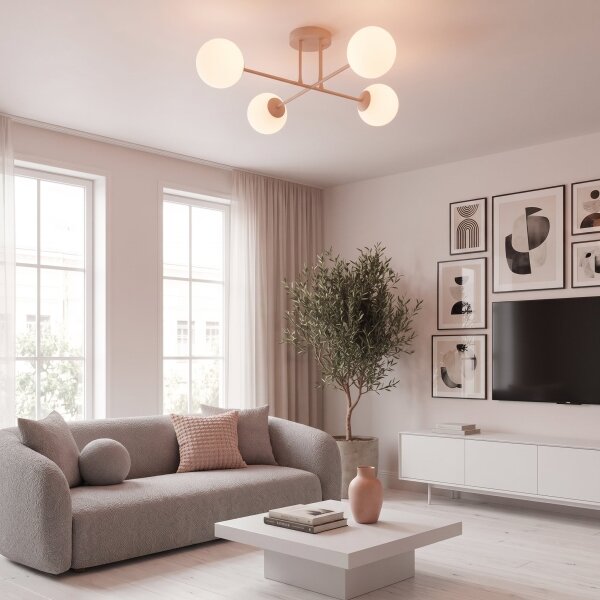 Плафонен полилей ROMA 4xE14/10W/230V розов