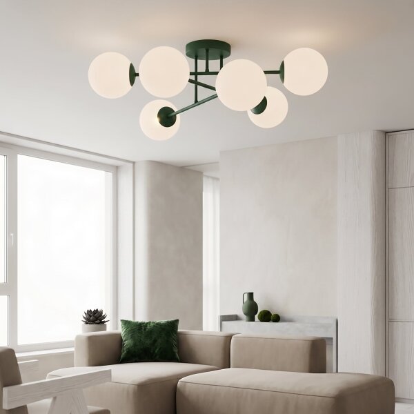 Плафонен полилей ROMA 6xE14/10W/230V зелен