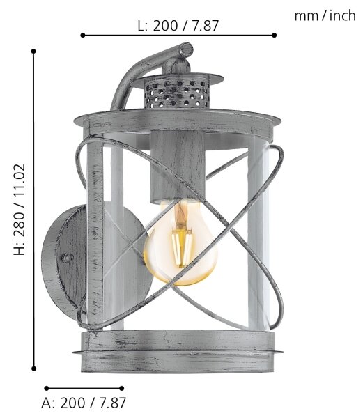 Eglo 94866 - Екстериорна лампа HILBURN 1 1xE27/60W/230V IP44