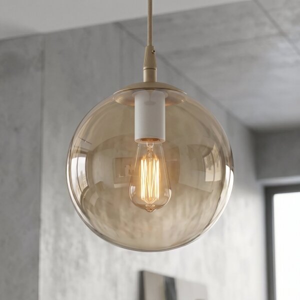 Полилей на кабел COSMO 1xE14/10W/230V Ø 14 см бежов/опушено бежово