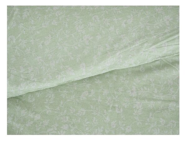 Зелено единично крепирано спално бельо 140x200 cm Green Flowers – B.E.S