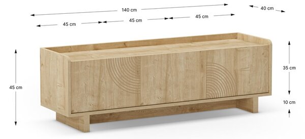 Маса за телевизор от дъбов декор в естествен цвят 140x45x40 cm Daira – Marckeric