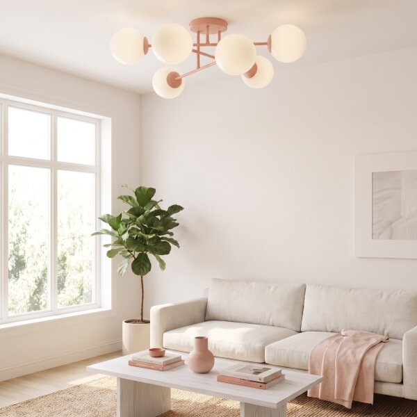 Плафонен полилей ROMA 6xE14/10W/230V розов