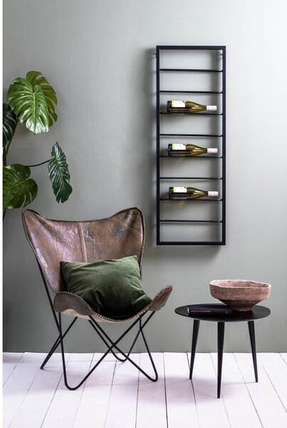 Черен стенен метален стелаж за вино 42x120x6 cm Macaben – Light & Living