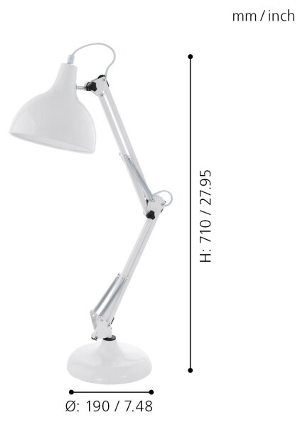 Eglo 94699 - Настолна лампа BORGILLIO 1xE27/40W/230V