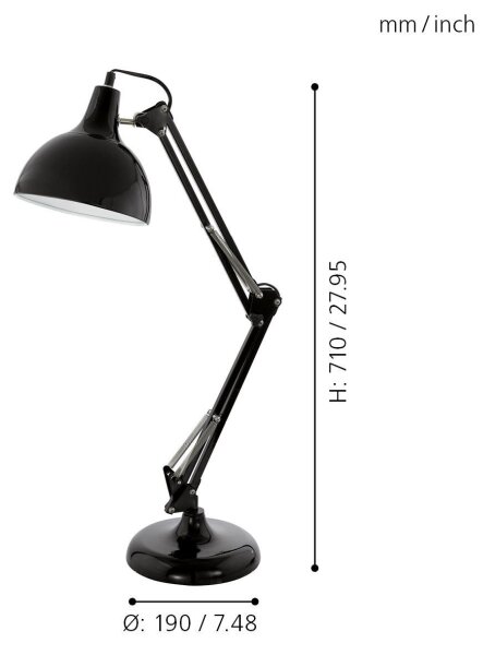 Eglo 94697 - Настолна лампа BORGILLIO 1xE27/40W/230V