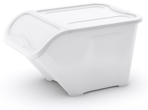 Бяла пластмасова кутия за съхранение с капак 55x39x32 cm All In Box – KIS