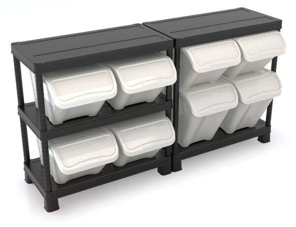 Бяла пластмасова кутия за съхранение с капак 55x39x32 cm All In Box – KIS