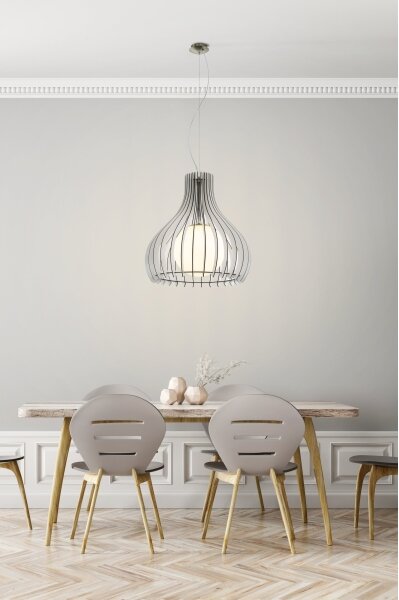 Eglo 96211 - Висяща лампа на кабел TINDORI 1xE27/60W/230V, с диаметър 50 см, бяла