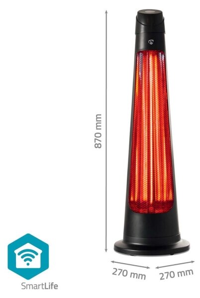 Nedis HTPA21BKW - Екстериорен подгряващ елемент SmartLife 600/1200W/230V Wi-Fi Tuya IP24