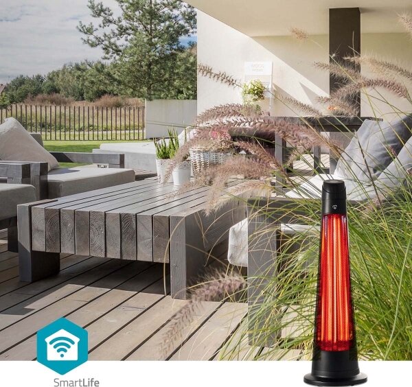 Nedis HTPA21BKW - Екстериорен подгряващ елемент SmartLife 600/1200W/230V Wi-Fi Tuya IP24