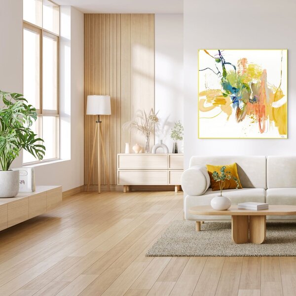 Картина с ръчно изрисувани елементи 102x102 cm Confidential Yellow – Malerifabrikken