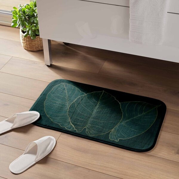 Тъмнозелен килим за баня 45x75 cm Jade – douceur d'intérieur