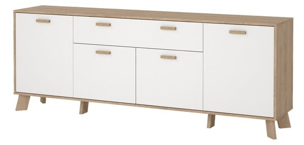 Скрин от дъбов декор в бял и естествен цвят 196x73x39 cm Ikast – Tvilum