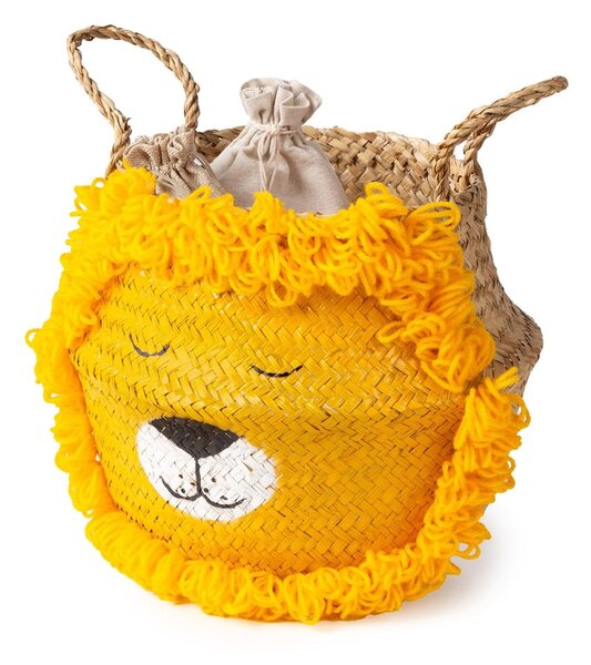 Жълта/естествена детска кошница за играчки от морска трева ø 30x28 cm Lion – Compactor