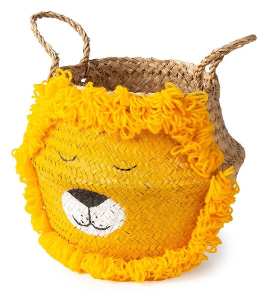 Жълта/естествена детска кошница за играчки от морска трева ø 30x28 cm Lion – Compactor