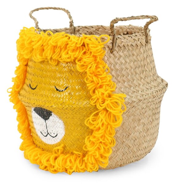 Жълта/естествена детска кошница за играчки от морска трева ø 30x28 cm Lion – Compactor