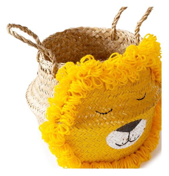 Жълта/естествена детска кошница за играчки от морска трева ø 30x28 cm Lion – Compactor