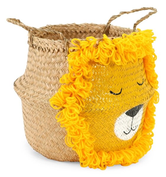 Жълта/естествена детска кошница за играчки от морска трева ø 30x28 cm Lion – Compactor