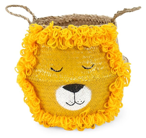 Жълта/естествена детска кошница за играчки от морска трева ø 30x28 cm Lion – Compactor