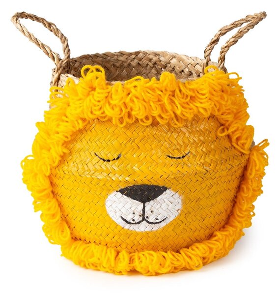 Жълта/естествена детска кошница за играчки от морска трева ø 30x28 cm Lion – Compactor