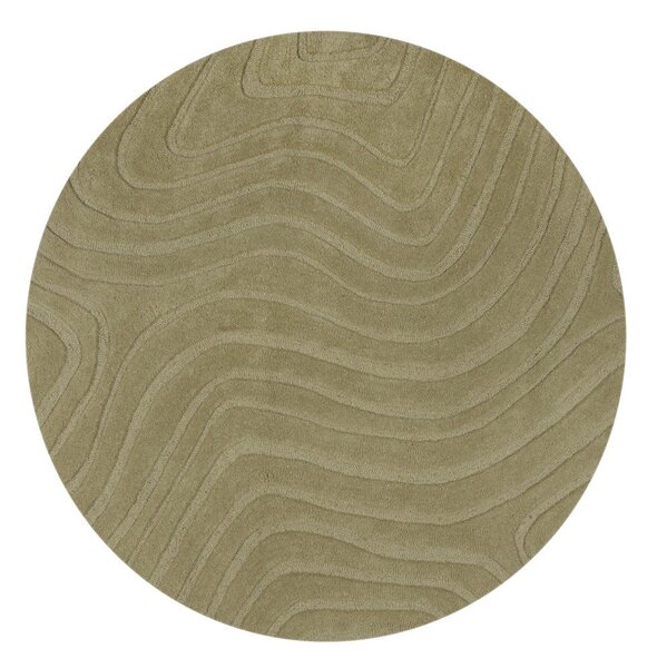 Ръчно изработен вълнен кръгъл килим в цвят каки ø 160 cm Mesmerise Sage – Flair Rugs